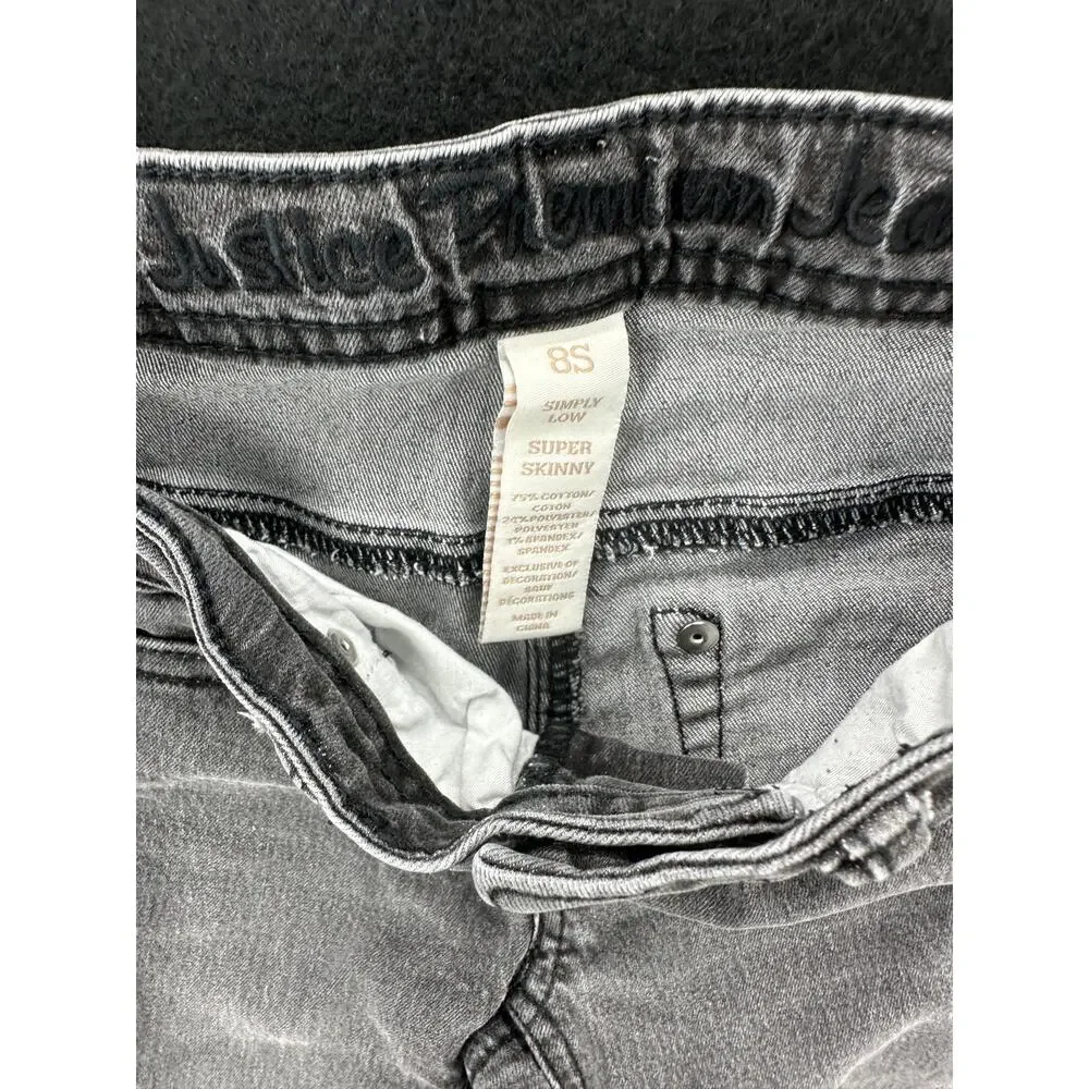 Justice Girls Gray Wash Denim Super Skinny Jeans Youth Size 8S